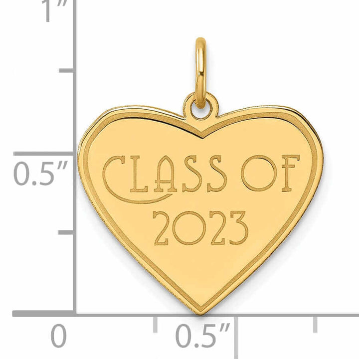 14K Polished Class of 2023 Heart Charm - Yellow Gold