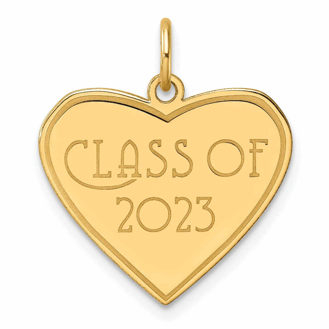 14K Polished Class of 2023 Heart Charm - Yellow Gold