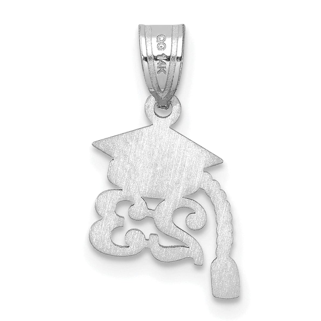 14K White Gold Grad Cap '23 Charm with Dangling Tassel, Unisex