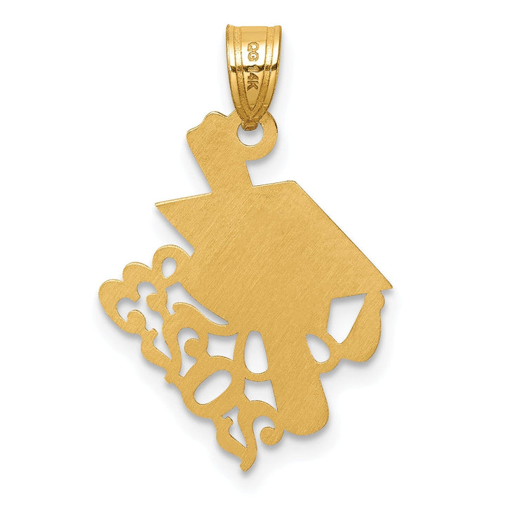 14K Yellow Gold Grad Cap & Slanted Diploma 2023 Charm, Unisex, Polished
