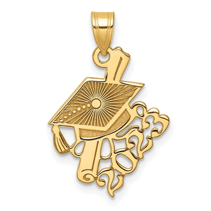 14K Yellow Gold Grad Cap & Slanted Diploma 2023 Charm, Unisex, Polished