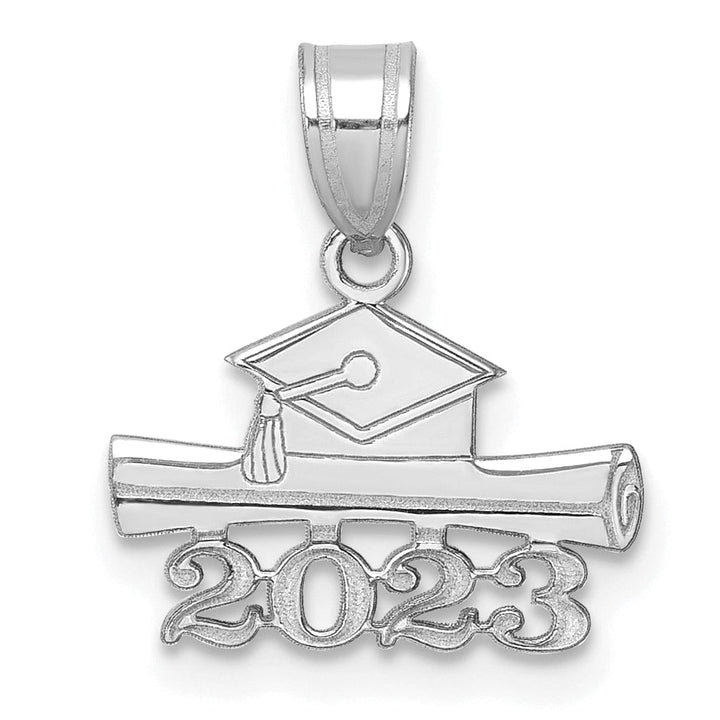 14K White Gold 2023 Grad Cap & Diploma Charm, Unisex, Polished