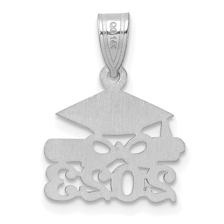 14K White Gold Grad Cap & Diploma 2023 Charm, Unisex, Polished