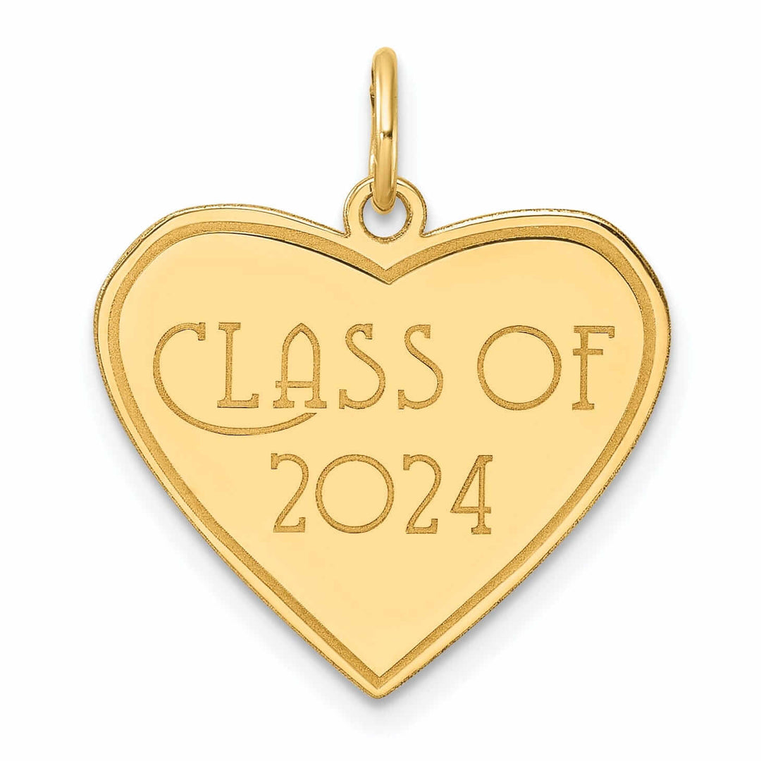 14K Gold Class of 2024 Heart Charm, Unisex, Polished Finish