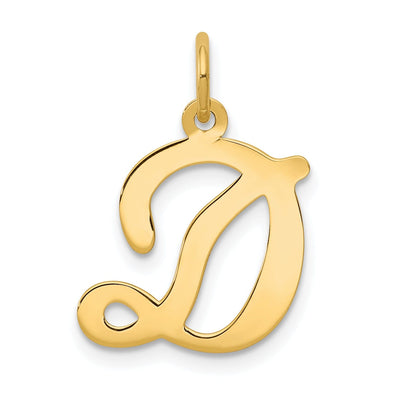 14k Yellow Gold Polished Fancy Initial D Charm