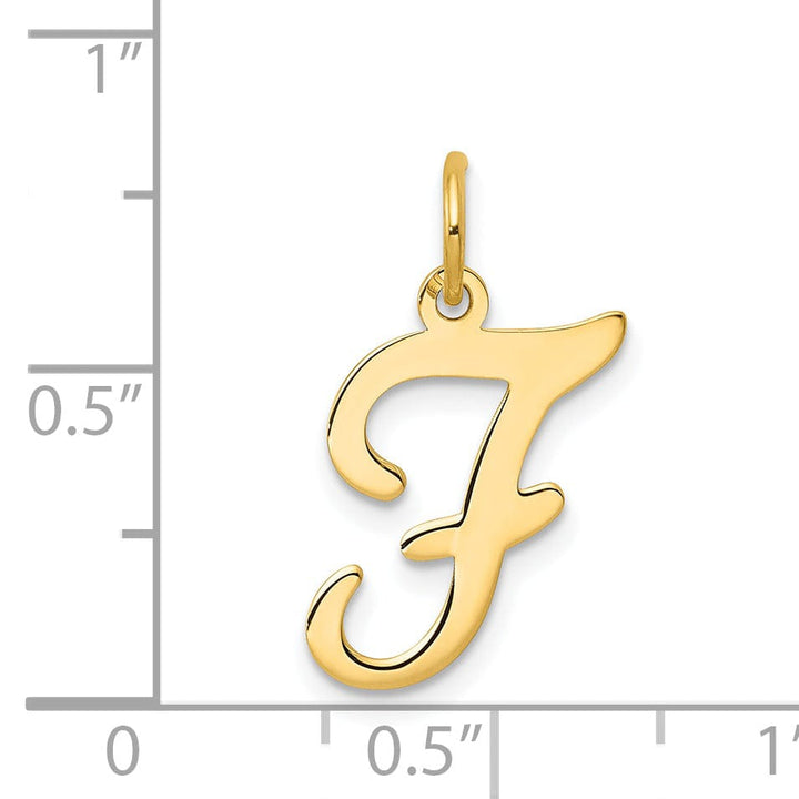 14k Yellow Gold Polished Fancy Initial F Charm