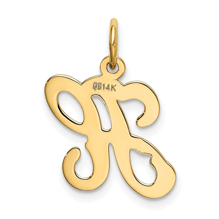 14k Yellow Gold Polished Fancy Initial H Charm