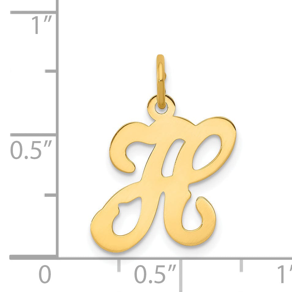 14k Yellow Gold Polished Fancy Initial H Charm