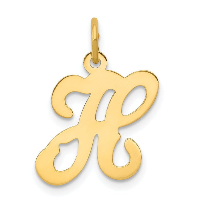 14k Yellow Gold Polished Fancy Initial H Charm