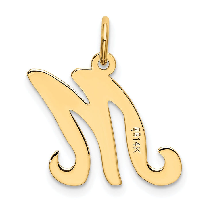 14k Yellow Gold Polished Fancy Initial M Charm