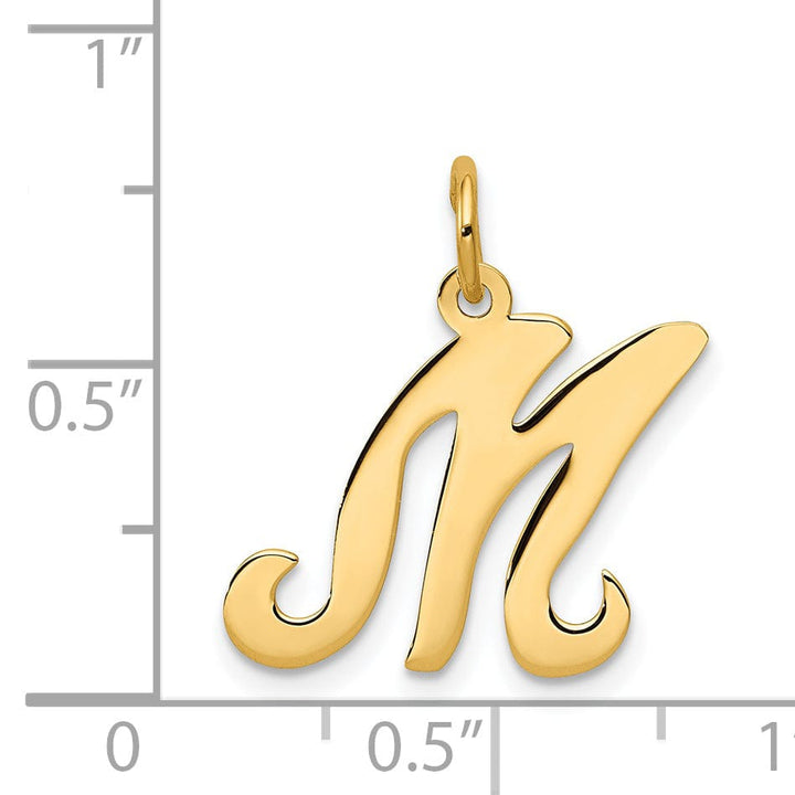 14k Yellow Gold Polished Fancy Initial M Charm