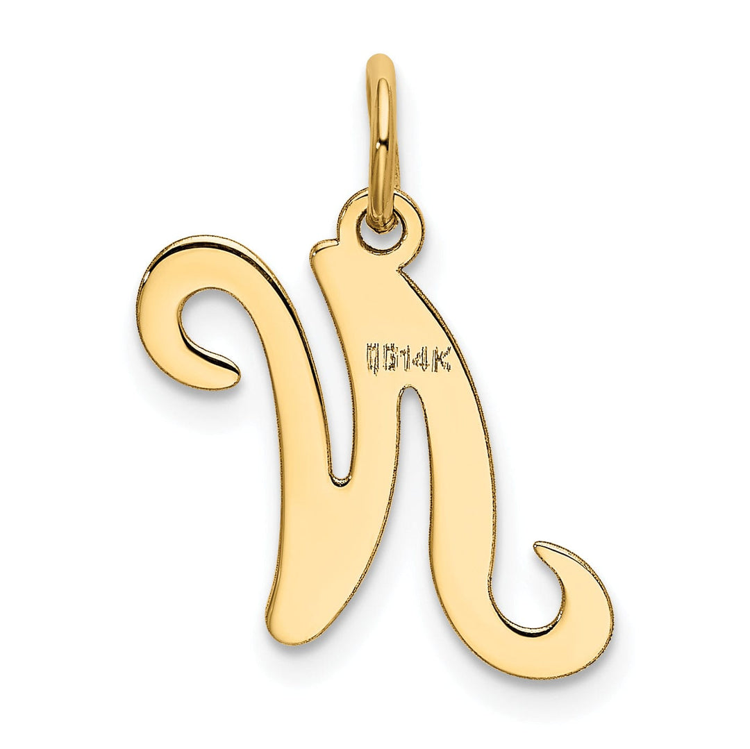 14k Yellow Gold Polished Fancy Initial N Charm