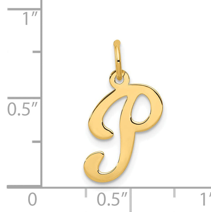 14k Yellow Gold Polished Fancy Initial P Charm