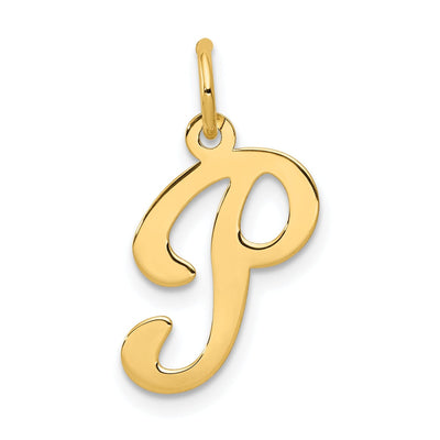 14k Yellow Gold Polished Fancy Initial P Charm