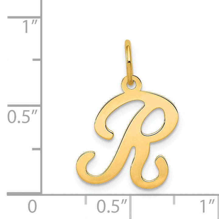 14k Yellow Gold Polished Fancy Initial R Charm