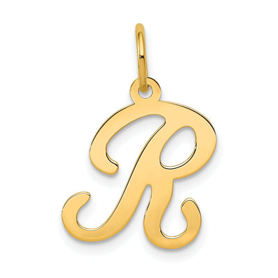 14k Yellow Gold Polished Fancy Initial R Charm