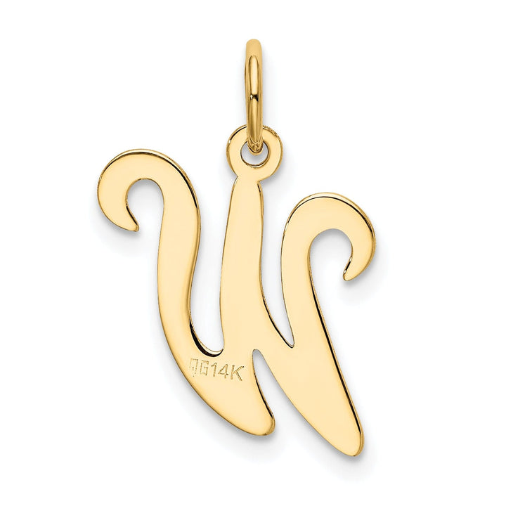 14k Yellow Gold Polished Fancy Initial W Charm