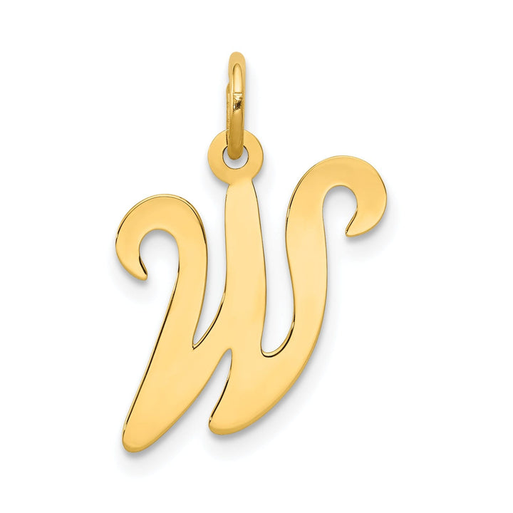 14k Yellow Gold Polished Fancy Initial W Charm