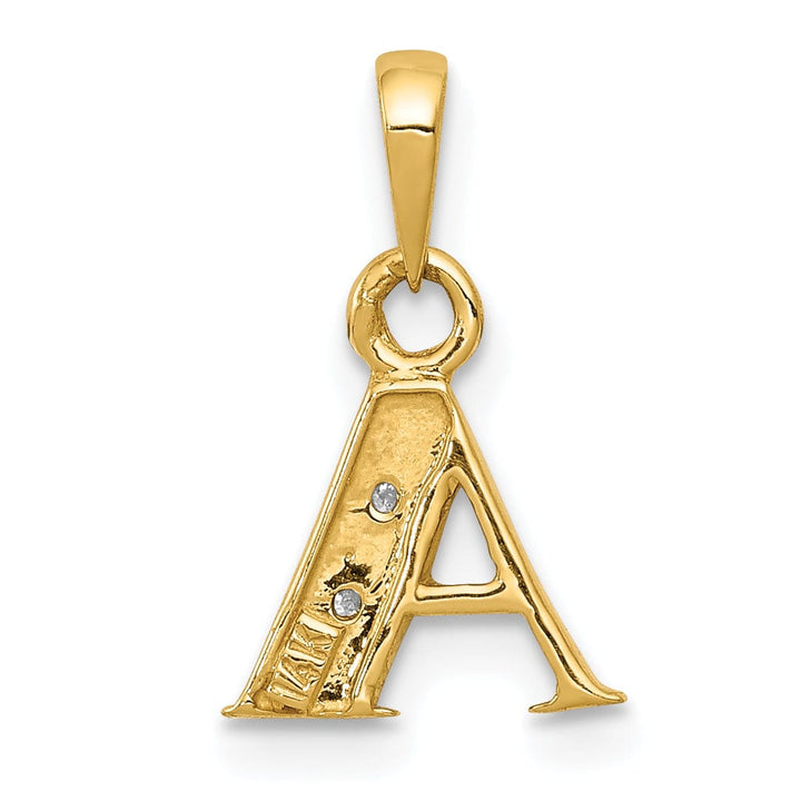 14K Yellow Gold Small 0.01CT Diamond Letter A Initial Block Pendant