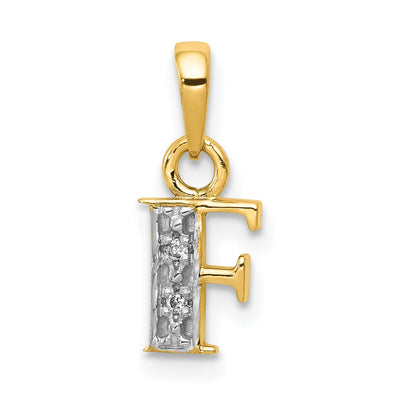 14K Yellow Gold Small 0.01CT Diamond Letter F Initial Block Pendant at $ 79.75 only from Jewelryshopping.com