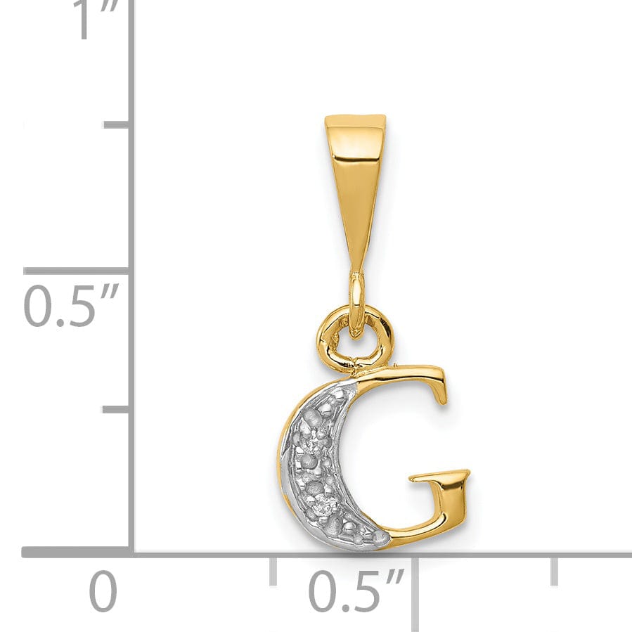 14K Yellow Gold Small 0.01CT Diamond Letter G Initial Block Pendant