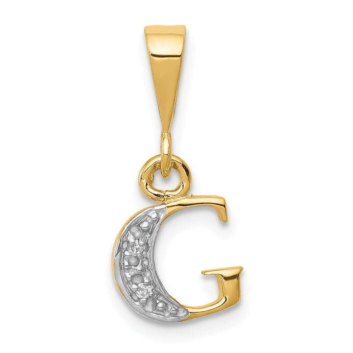 14K Yellow Gold Small 0.01CT Diamond Letter G Initial Block Pendant