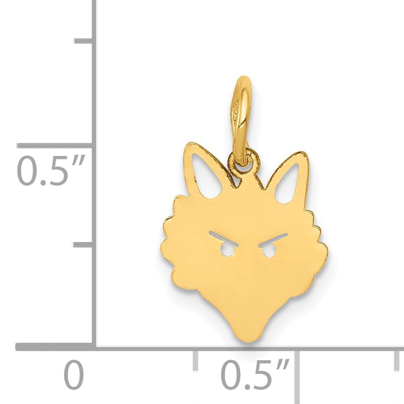 14k Yellow Gold Fox Head Charm Pendant