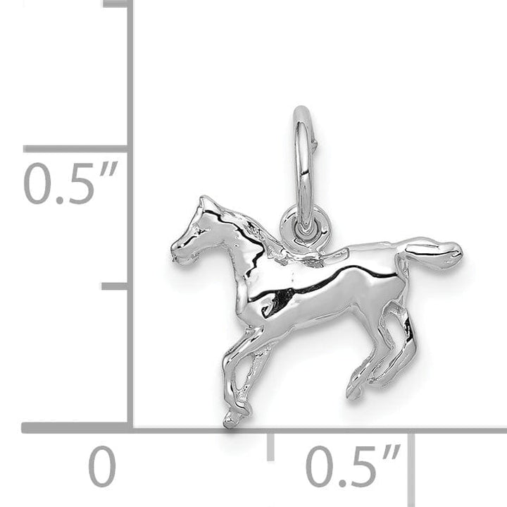 14k White Gold Open Back Solid Polished Finish Horse Charm Pendant