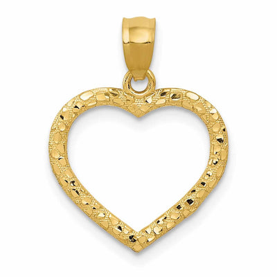 14 Yellow Gold Diamond Cut Nugget Heart Pendant at $ 49.47 only from Jewelryshopping.com