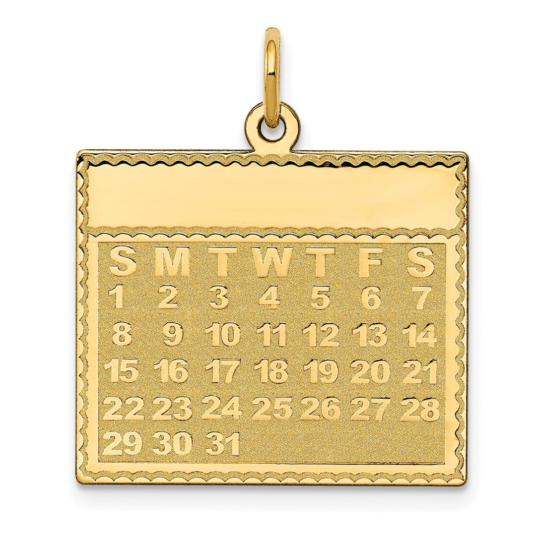 14k Yellow Gold Sunday First Day Calendar Charm