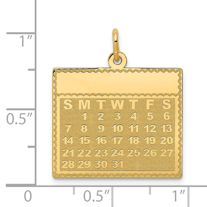 14k Yellow Gold Monday First Day Calendar Charm.