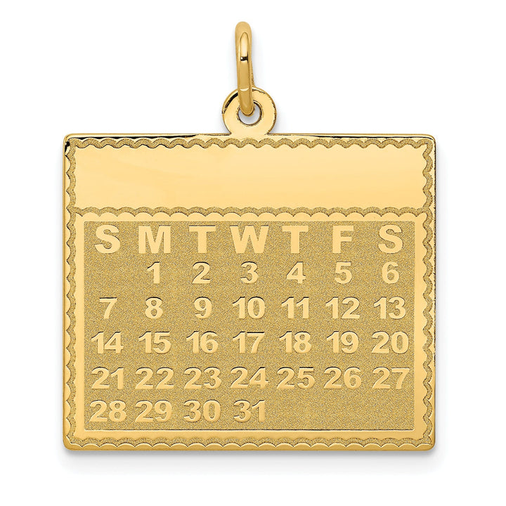 14k Yellow Gold Monday First Day Calendar Charm.