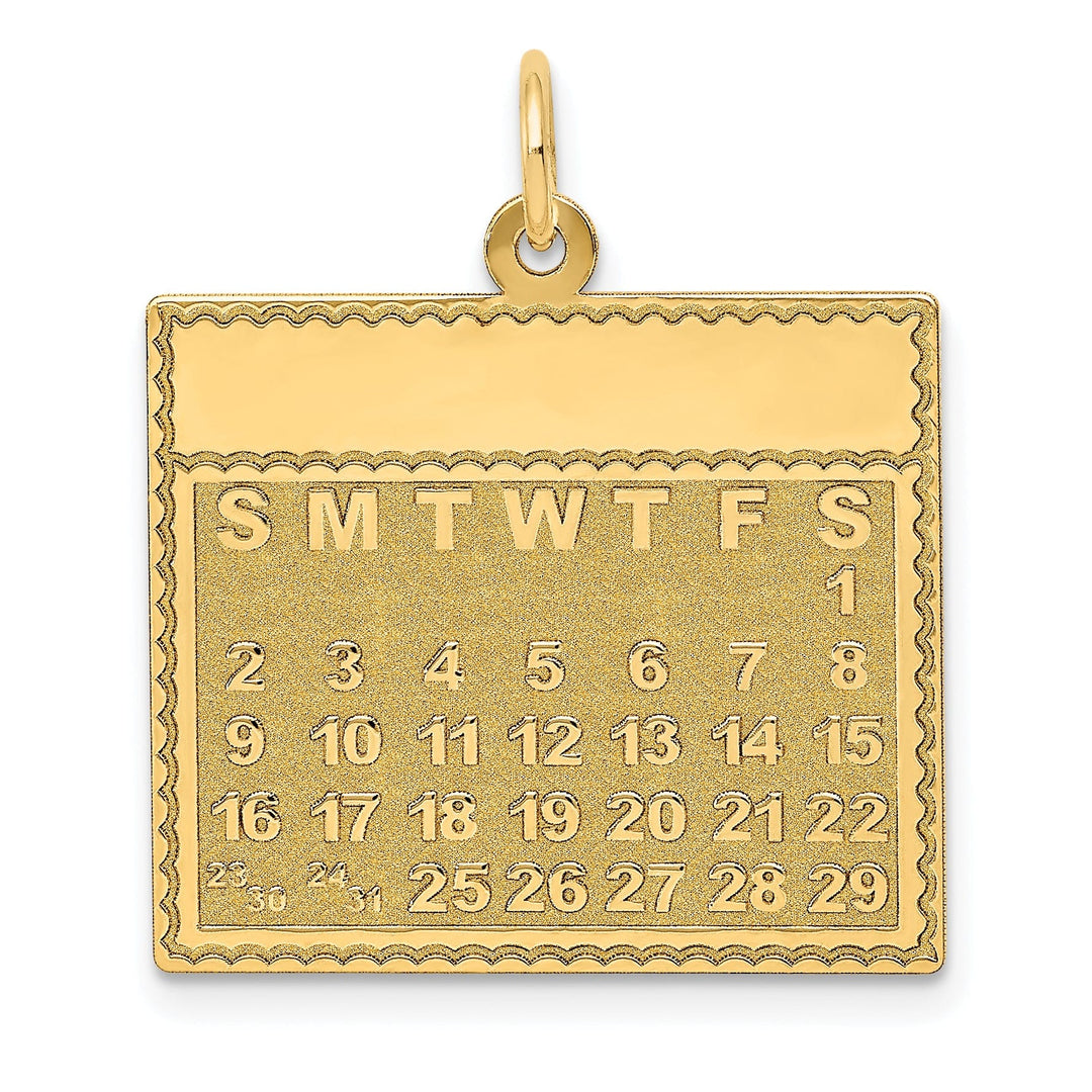 14k Yellow Gold Saturday First Day Calendar Charm