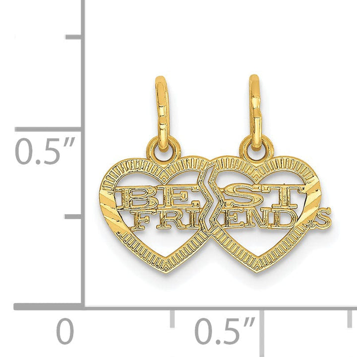 14k Yellow Gold Double Heart Best Friends Charm