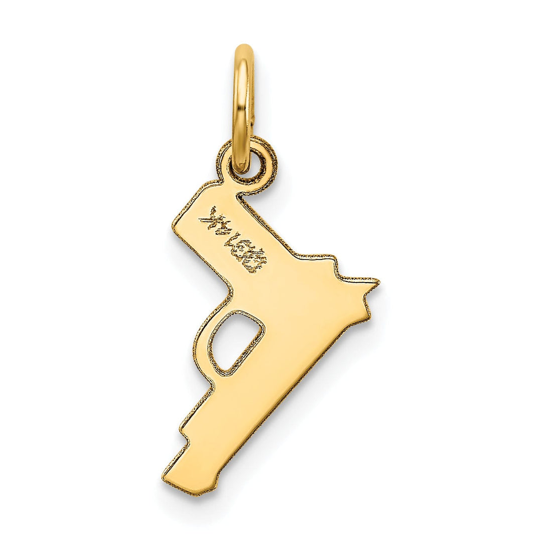 14k Yellow Gold Polished Finish Pistol Pendant