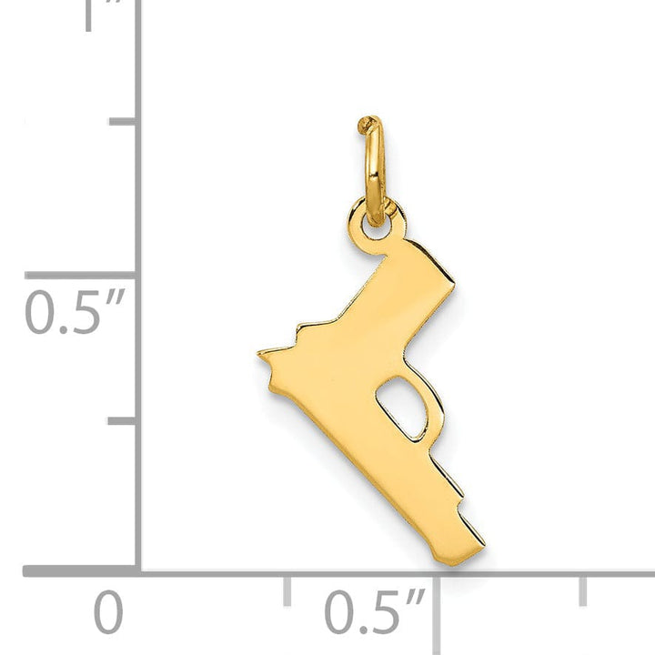 14k Yellow Gold Polished Finish Pistol Pendant