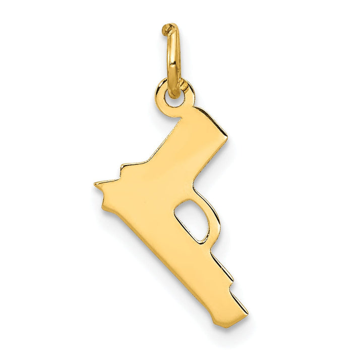 14k Yellow Gold Polished Finish Pistol Pendant