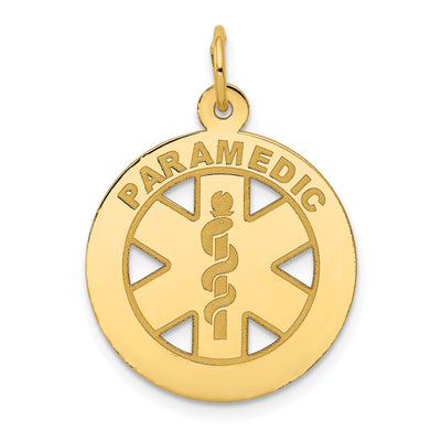 Solid 14k Yellow Gold Paramedic Medical Pendant