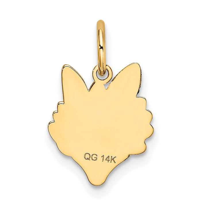 14k Yellow Gold Polished Finish Fox Head Design Charm Pendant