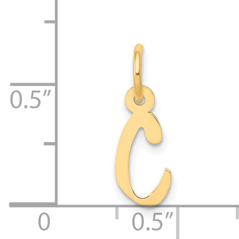 14k Yellow Gold Small Slanted Block Letter C Initial Pendant