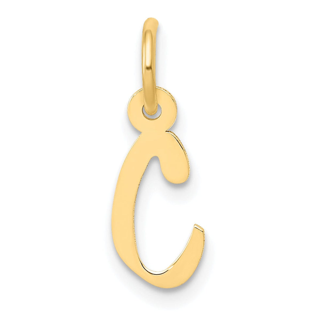 14k Yellow Gold Small Slanted Block Letter C Initial Pendant