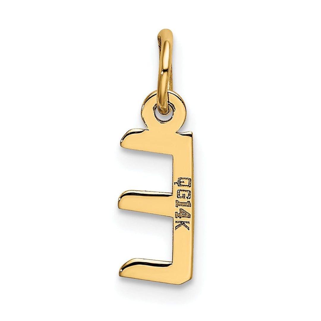 14k Yellow Gold Small Slanted Block Letter E Initial Pendant