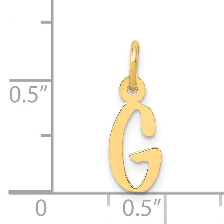 14k Yellow Gold Small Slanted Block Letter G Initial Pendant