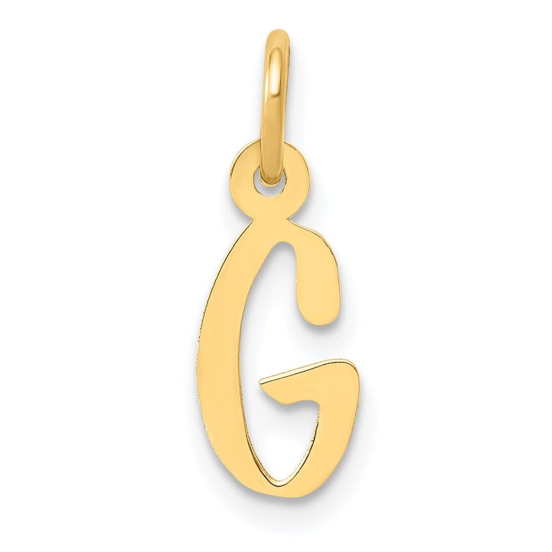 14k Yellow Gold Small Slanted Block Letter G Initial Pendant