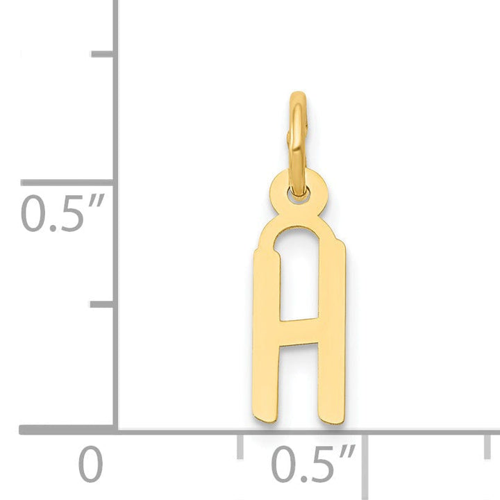 14k Yellow Gold Small Slanted Block Letter H Initial Pendant