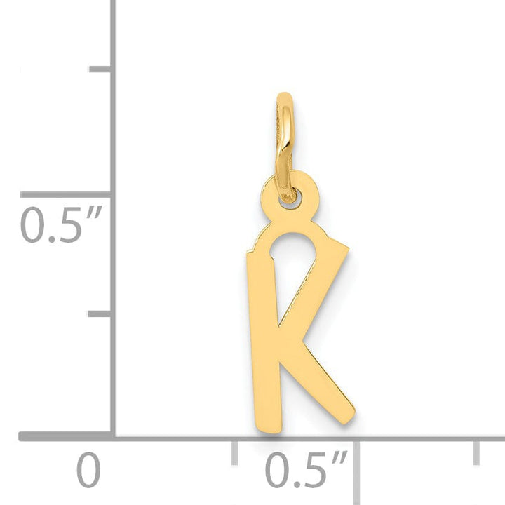 14k Yellow Gold Small Slanted Block Letter K Initial Pendant
