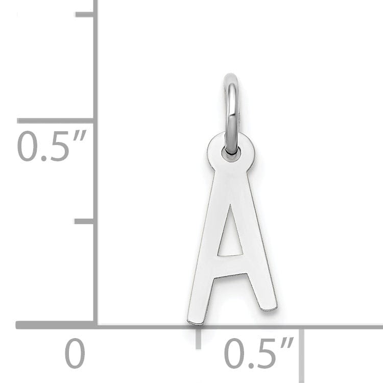 14k White Gold Small Slanted Block Letter A Initial Pendant