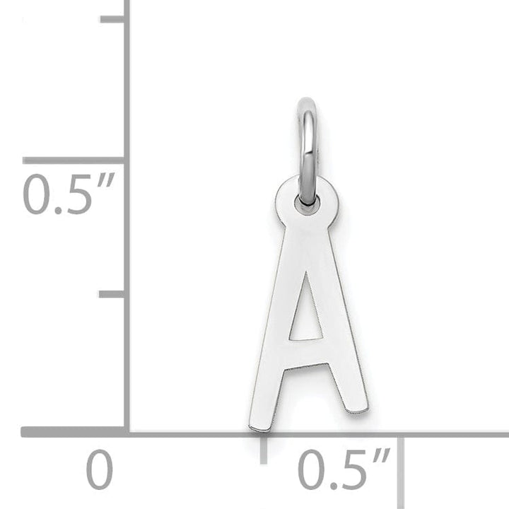 14k White Gold Small Slanted Block Letter A Initial Pendant