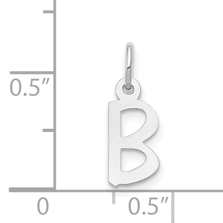 14k White Gold Small Slanted Block Letter B Initial Pendant