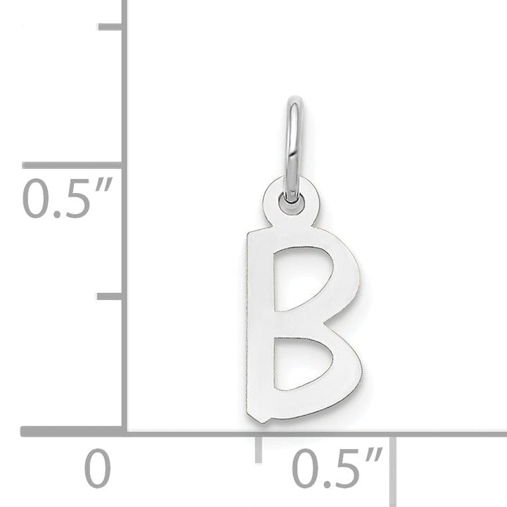 14k White Gold Small Slanted Block Letter B Initial Pendant